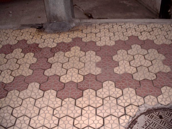 Shanghai sidewalk in cool hexagonal pattern