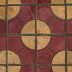 Sidewalk tiles:  Red with yellow balls - Kunming