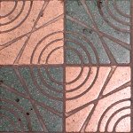 Sidewalk Tile: Green and cream glazed  circle/star patern - PuXi Shanghai