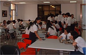 Teacher's cafeteria at the Gold Apple Bilingual School in Shanghai China