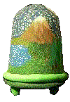 handmade ornamental lamp showing mountain scene